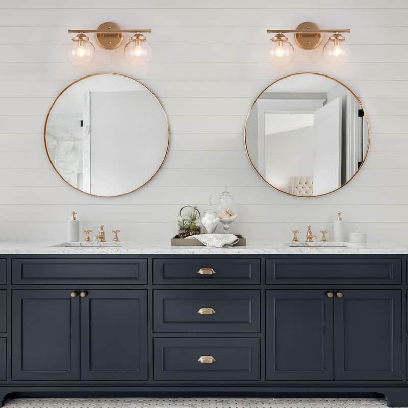 Koiny Modern Glam2-light Globe Bathroom Vanity Lights Seeded Glass Wall Lamp - L14" x W6.5" x H8"