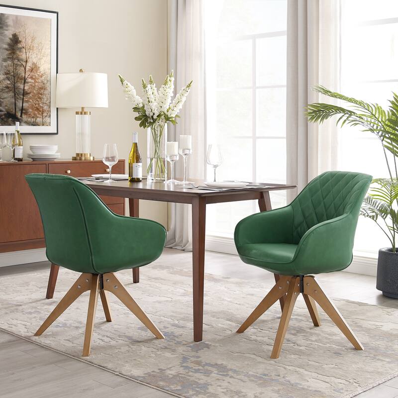 Art Leon Classical Swivel Office Accent Chair with Wood Legs