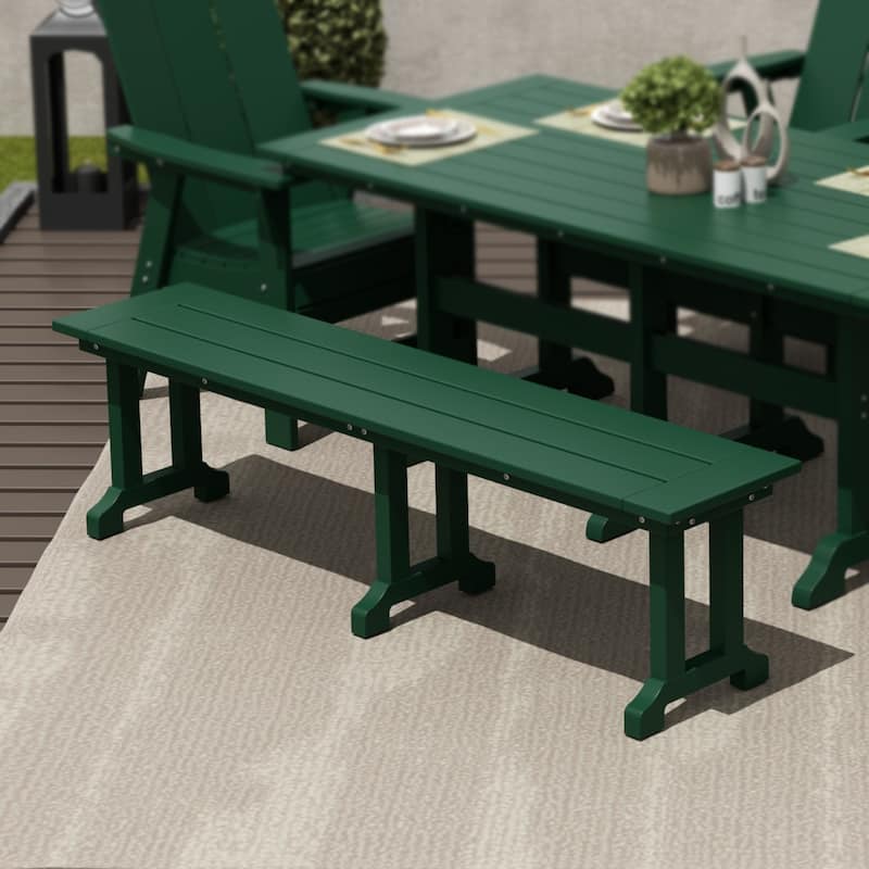 Laguna Hdpe All Weather Outdoor Patio 65" Bench - Dark Green