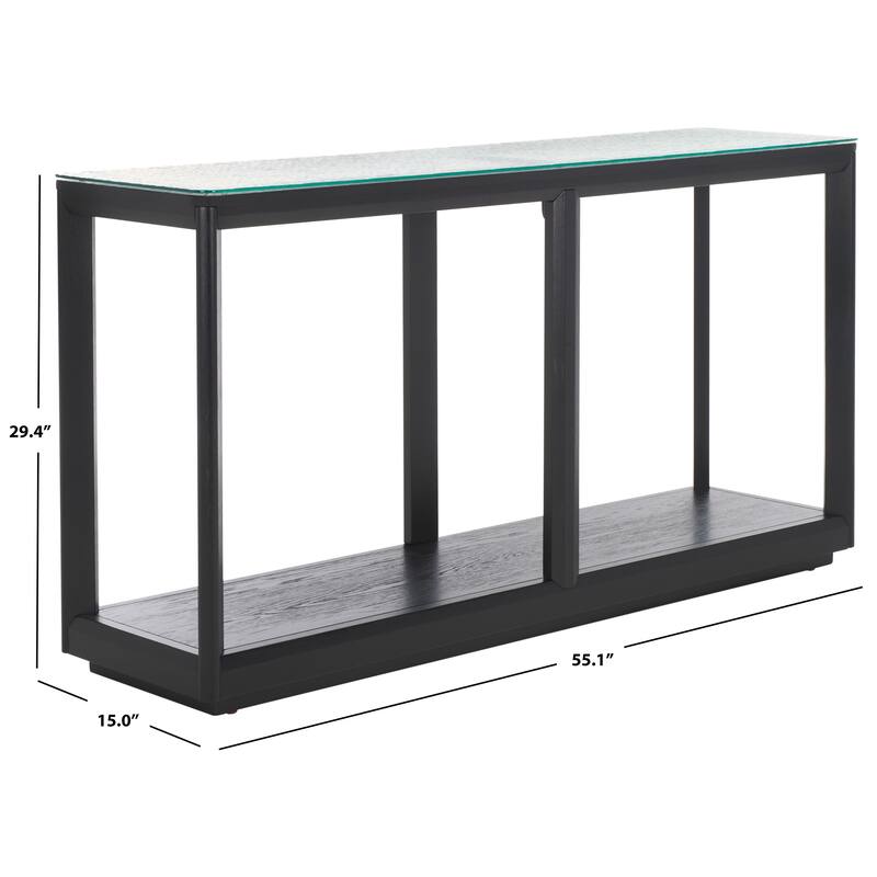 SAFAVIEH Couture Benecarlo Glass Top Console Table - 55Wx15Dx29H - Black/Clear