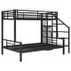 preview thumbnail 5 of 22, Stairway Twin over Full Size Bunk Bed with Open Wardrobe, Metal Bunk Bedframe with Storage Staircase and Guardrails