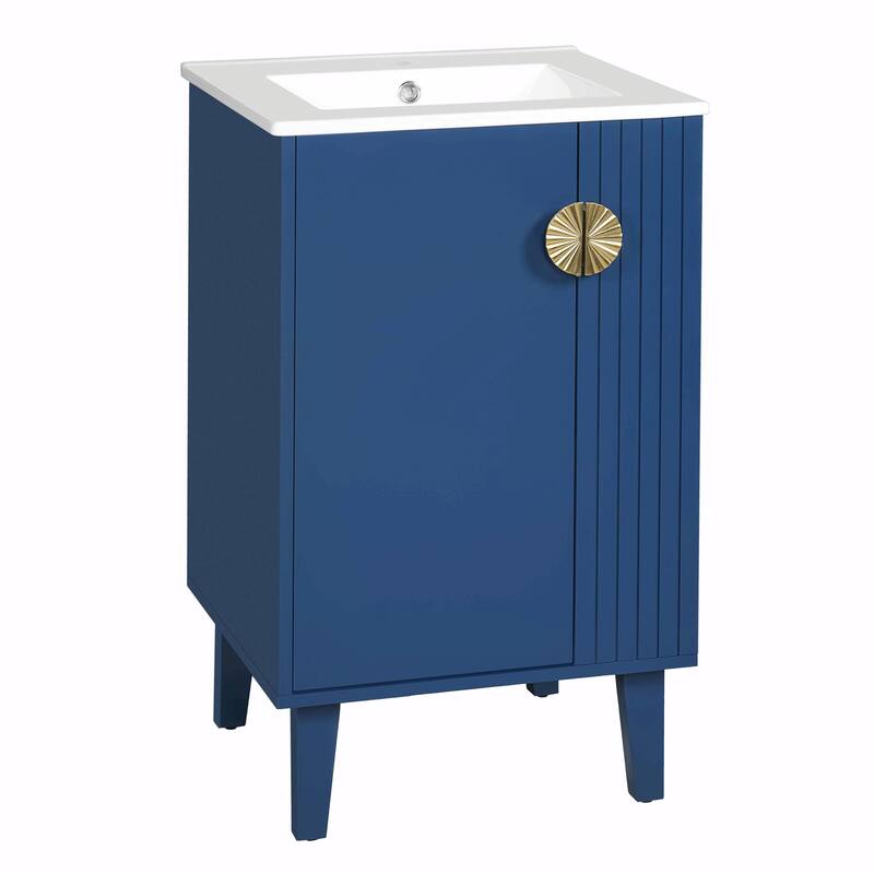 French Style 20-inch Freestanding Bathroom Vanity with Ceramic Sink