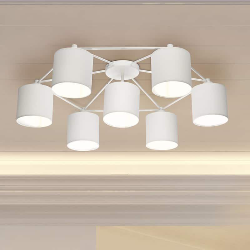 Eglo Staiti 33-Inch 7-Light White Semi Flush Mount Ceiling Light