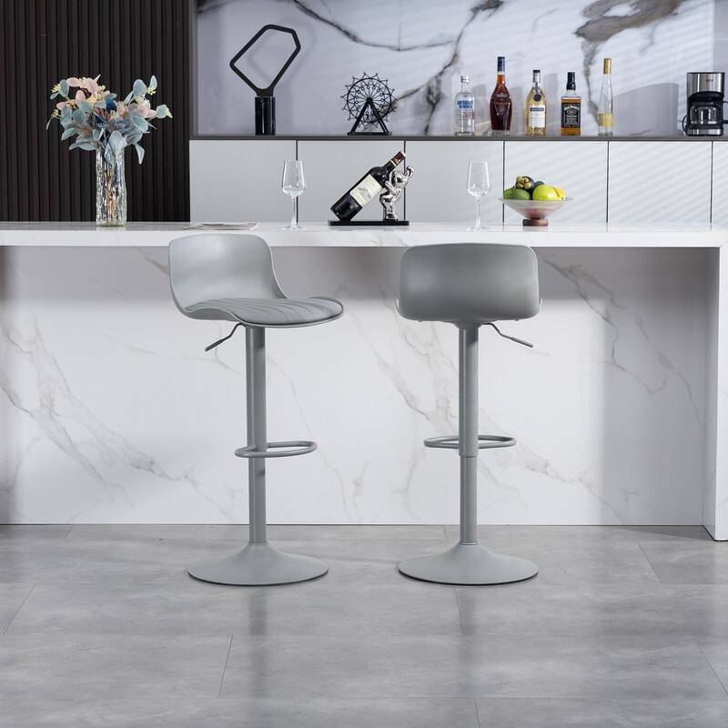 Adjustable Swivel Bar Stools Set of 2 - Modern Counter Height Kitchen Island Chairs with Back Support