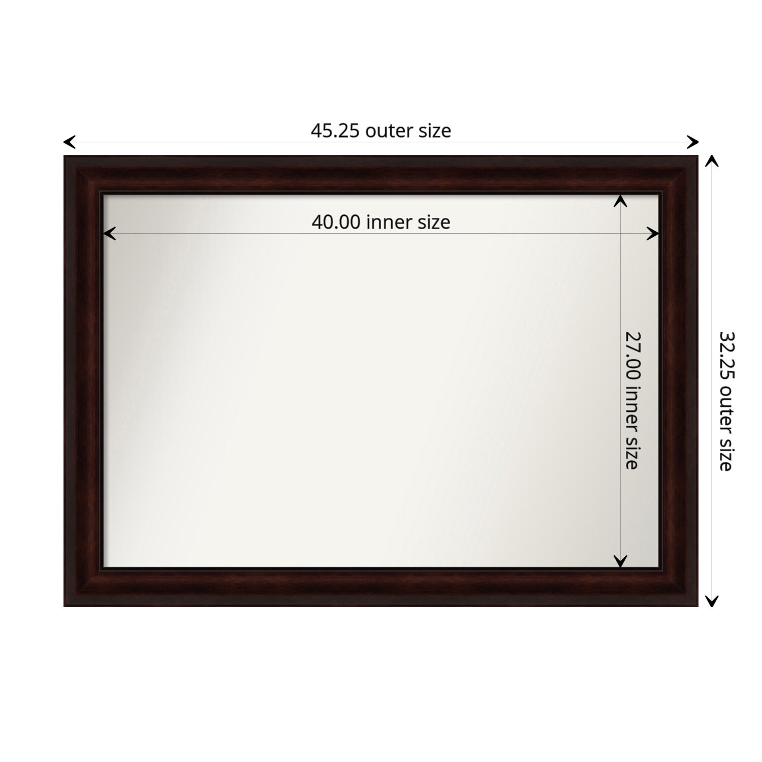 Coffee Bean Brown Framed Non-Beveled Custom Wall Mirror, Bathroom Vanity Mirror