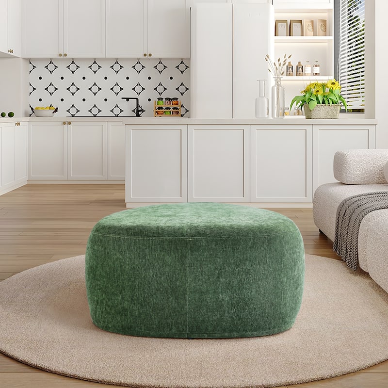 Leon 43" W Modern Oversized Chenille Triangular Cheese Ottoman