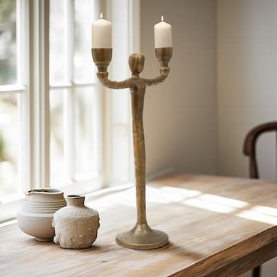 Sagebrook Home Vintage Glam Gold Metal 2 Taper Candelabra Novelty Candle Holders