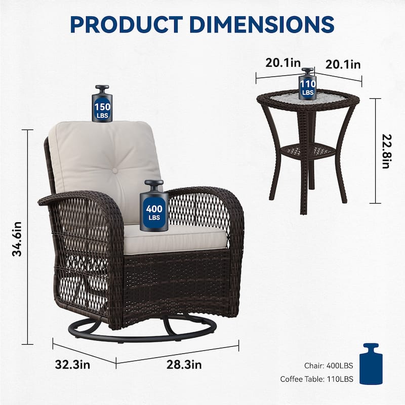 Outdoor Swivel Rocker Chairs Set of 2