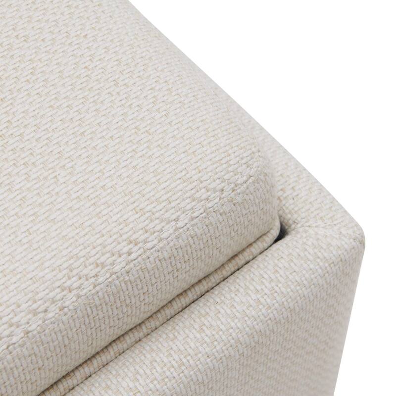 NPD Furniture Cameron Square Fabric Storage Ottoman with Tray