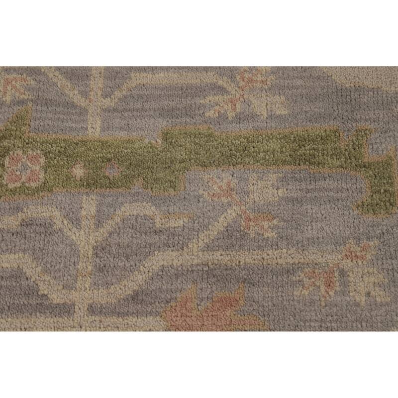 All-Over Gray Oushak Indian Area Rug Hand-Knotted Wool Carpet - 9'3" x 12'0"