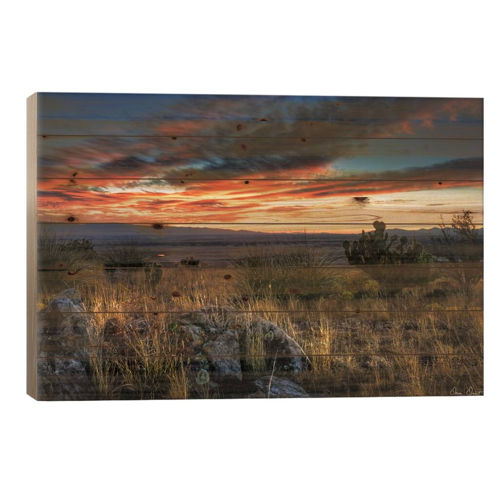 Sunset in The Desert IV Print On Wood by David Drost - Multi-Color