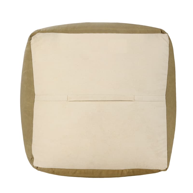 Sevita Rustic Farmhouse Striped Border Pouf