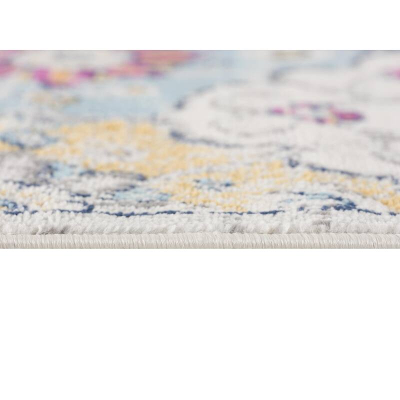 HomeRoots Floral Mid-Century Square Area Rug