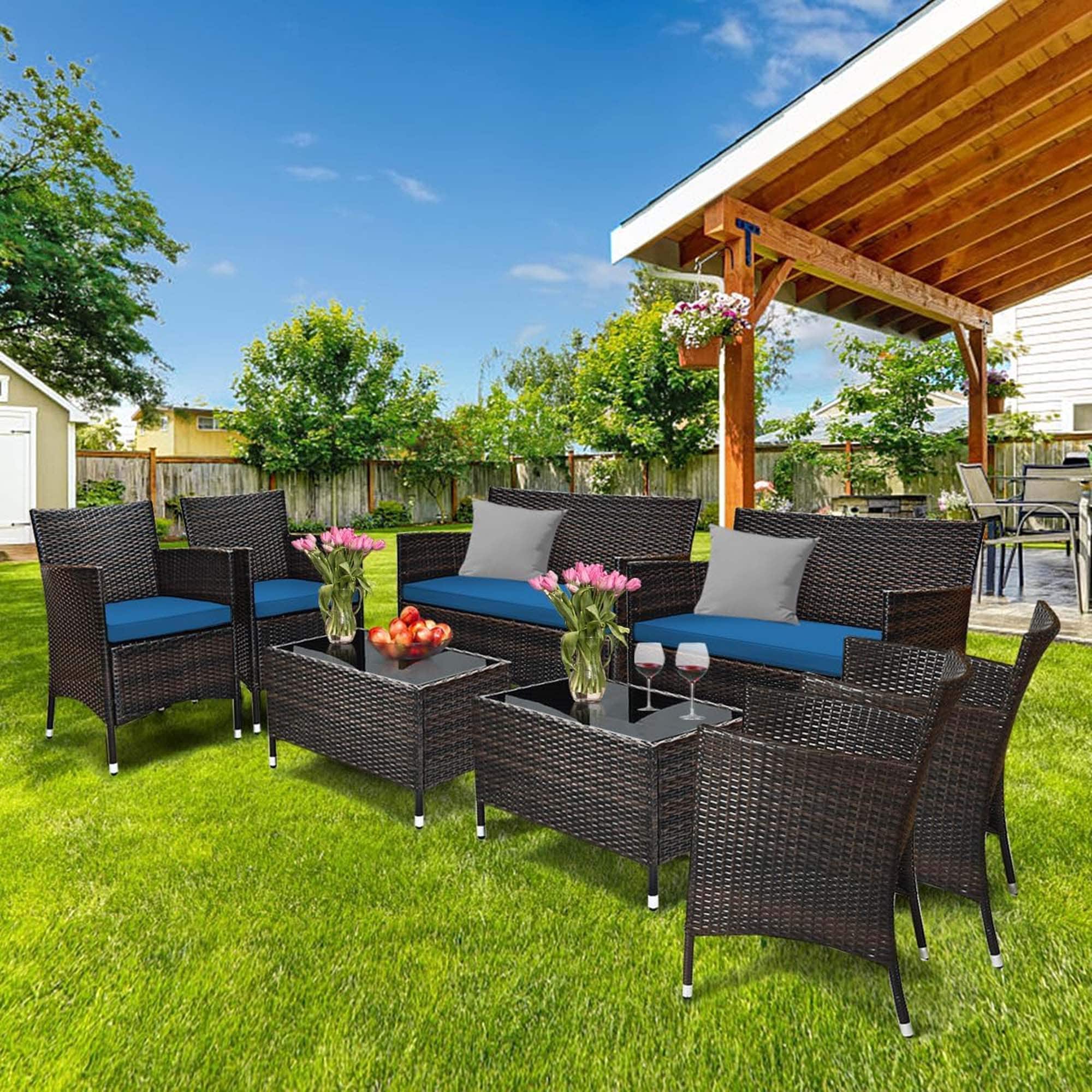 Patio rattan conversation set with table hotsell