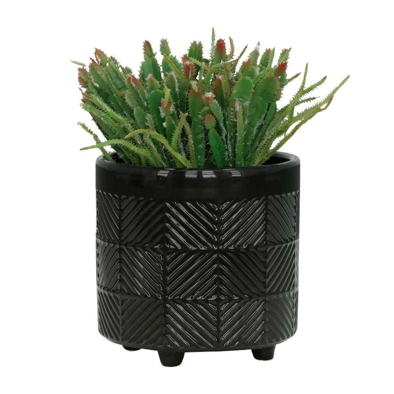 Ceramic Textured Footed Planters Set of 2 - 6" - 8"