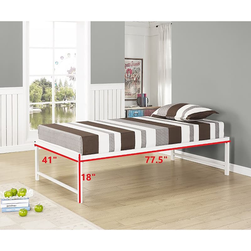 White Metal Twin Size Platform Bed Frame