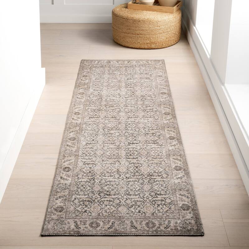 Nuloom Hillstone Collection Traditional Vintage Medallion Area Rug - 2' 8" x 8' - Calantha Grey - Runner