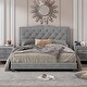preview thumbnail 9 of 40, Elegant Velvet Queen Bed with Tufted Headboard and Rivet Trim