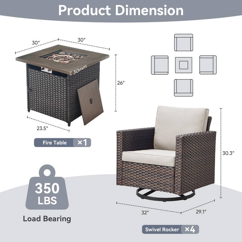 Gymojoy Outdoor Fire Pit Conversation Set, Patio Furniture with Cushions