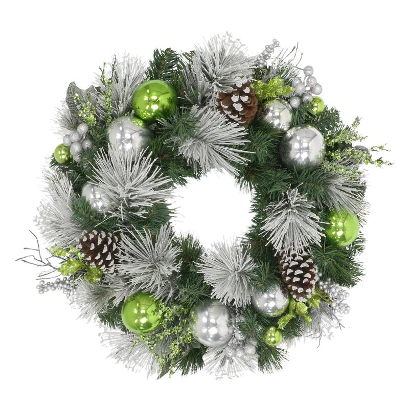Puleo International 24" Decorated Artificial Wreath - Green - Green