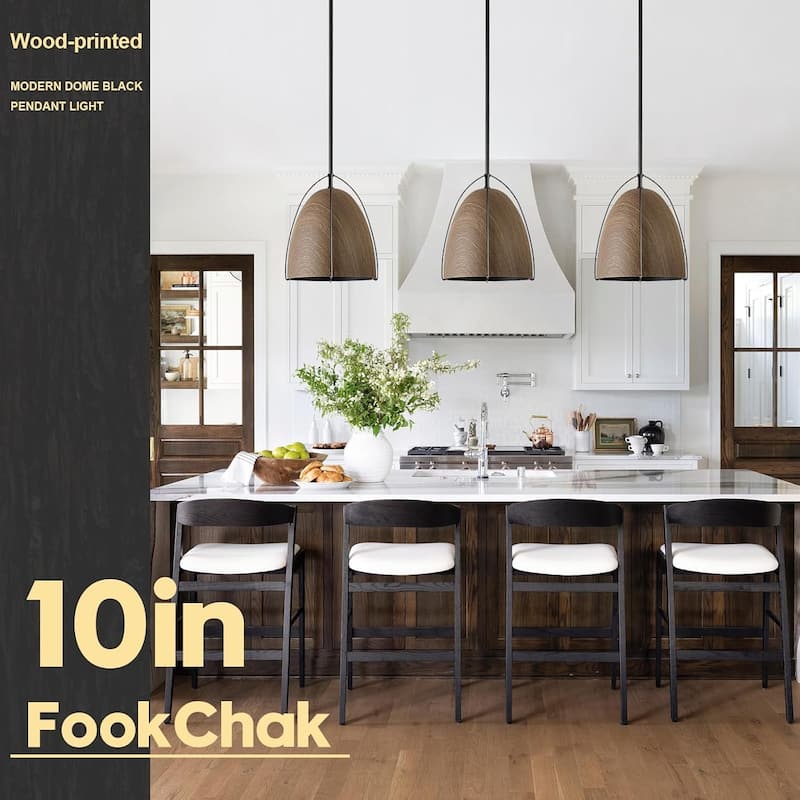 10in dome kitchen light wood black fixture light metal pendant light
