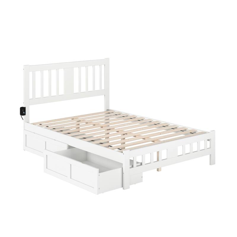 Tahoe Full Bed with Footboard and 2 Drawers in White