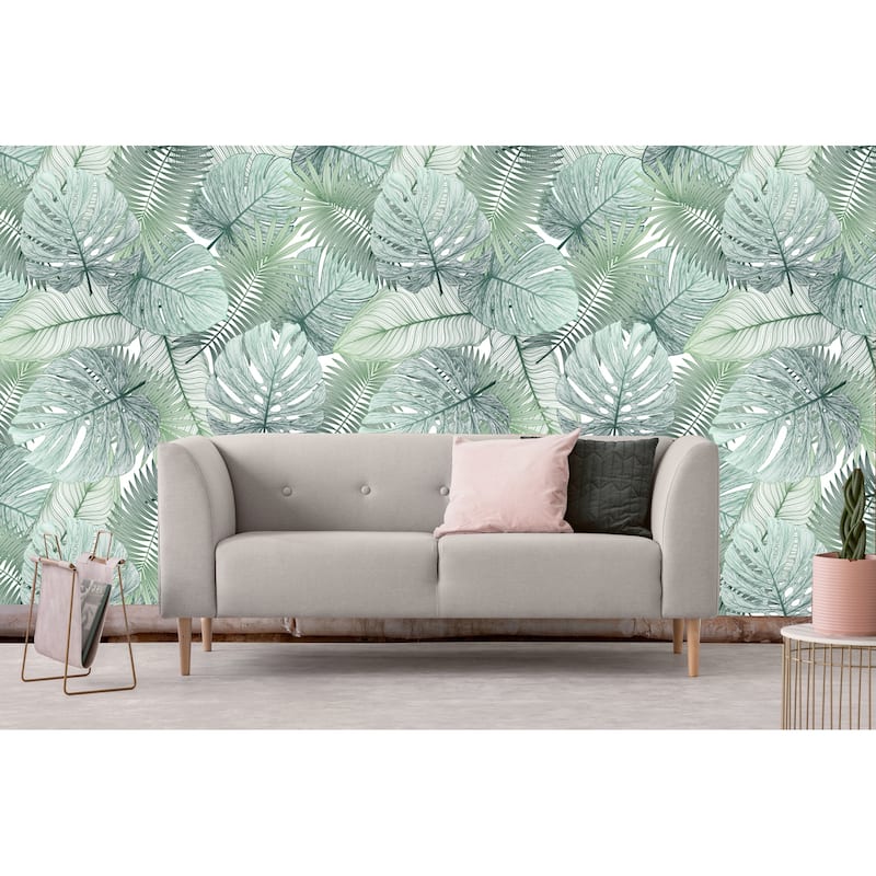 Bondai Green Leaves Removable Wallpaper - 10'ft H x 24''inch W
