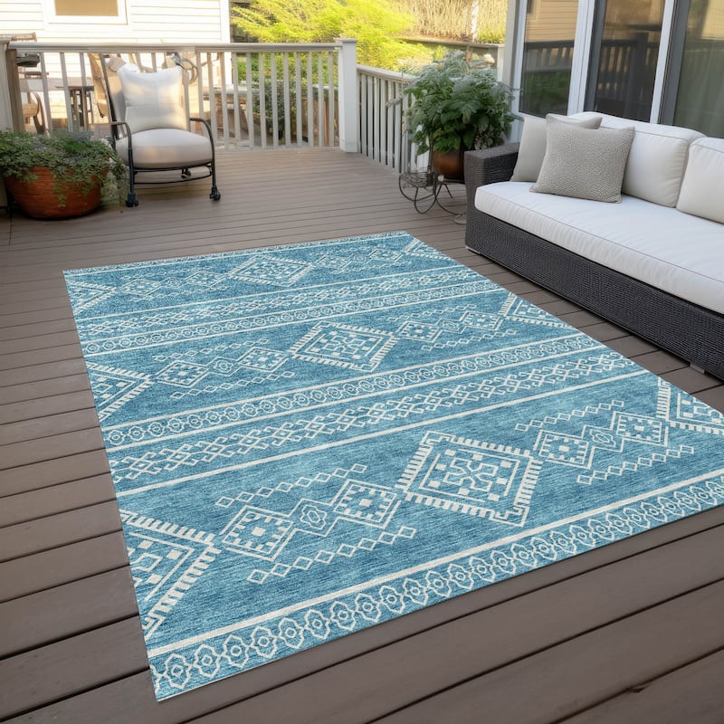 Machine Washable Indoor/ Outdoor Chantille Moroccan Boho Rug