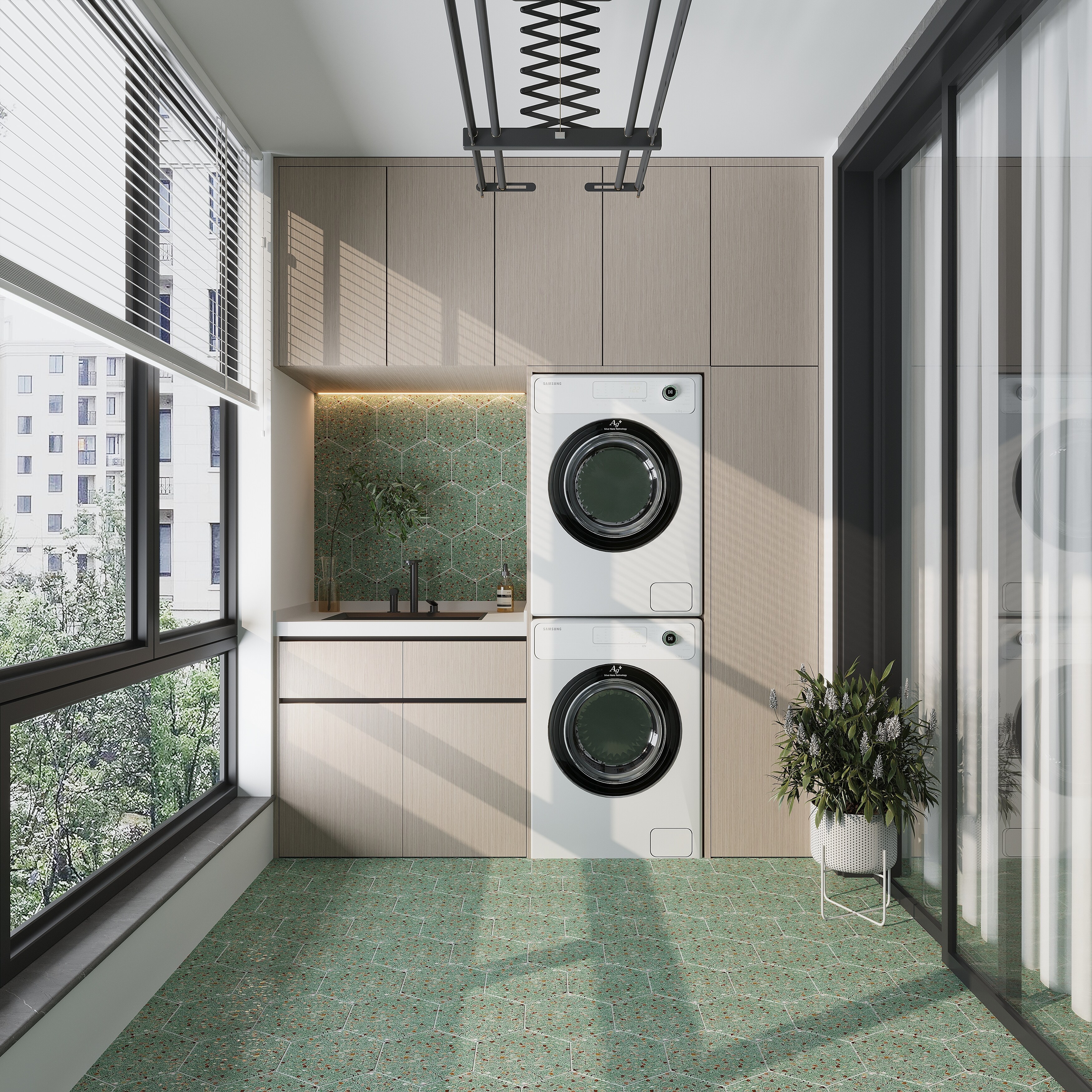 Terraforma 24x24 in. White Honed Terrazzo Large Wall and Floor