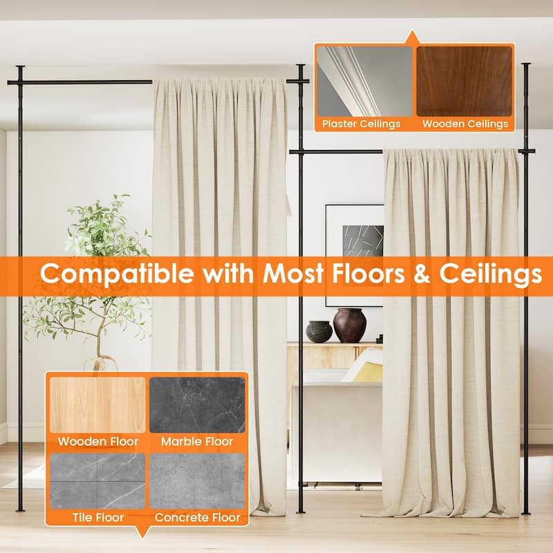 Gymax 4-10 ft (H) 28-142'' (W) Adjustable Floor to Ceiling Tension Rod