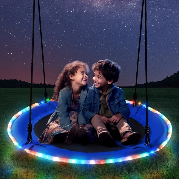 slide 2 of 9, Trekassy 700lbs 40” Saucer Tree Swing with LED Lights for Kids Adults Outdoor