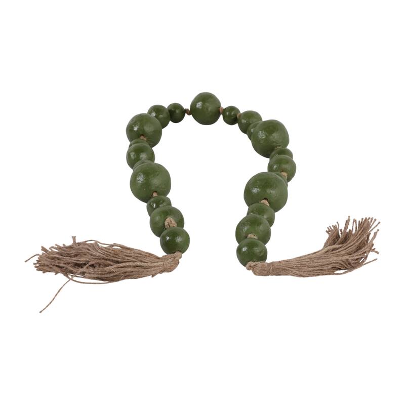 Terracotta Decorative Beads Modern Handmade Sculptural Home Decor - 60" x 2.5" x 2.5" - Green