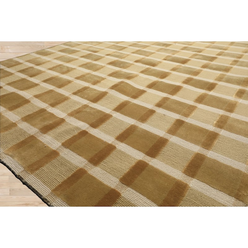 6'1''x9'2'' Hand Knotted Wool Moss Modern & Contemporary Cut Pile Rug - 6' 1'' x 9' 2''