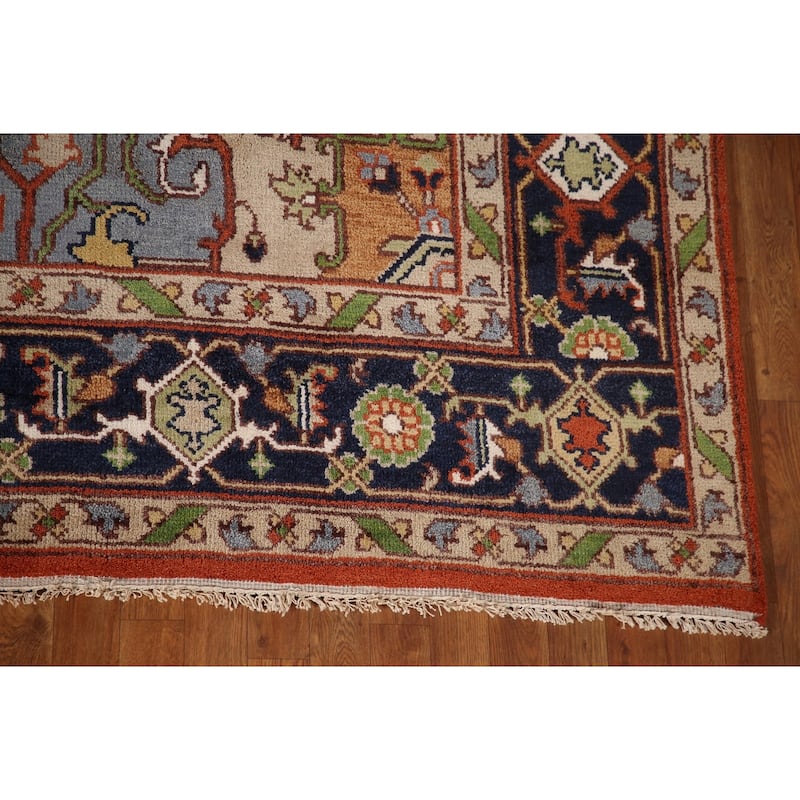 Orange Heriz Serapi Oriental Area Rug Hand-Knotted Wool Carpet - 9'0"x 11'11"