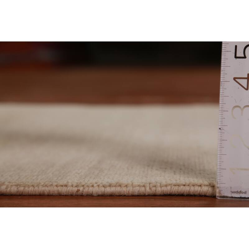 Hand Knotted Oriental 100% Wool Carpet Modern Solid Beige & Ivories Gabbeh Runner Rug - 8' 2'' X 2' 7''