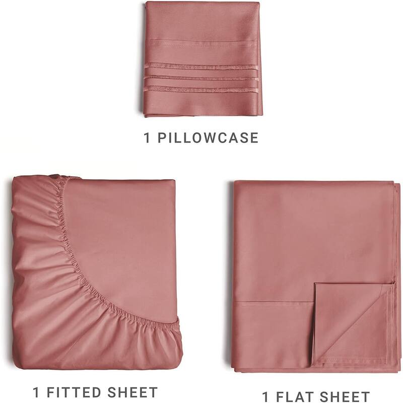 CGK Linens 4 Piece Solid Microfiber Deep Pocket Soft Bed Sheet Set