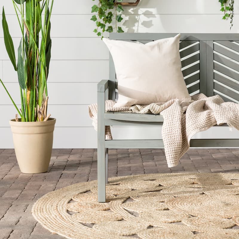 Walker Edison Acacia Wood Outdoor Chevron Love Seat