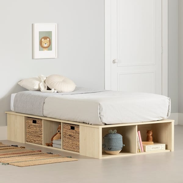 slide 2 of 16, South Shore Avilla Storage Bed with Baskets Bleached Oak