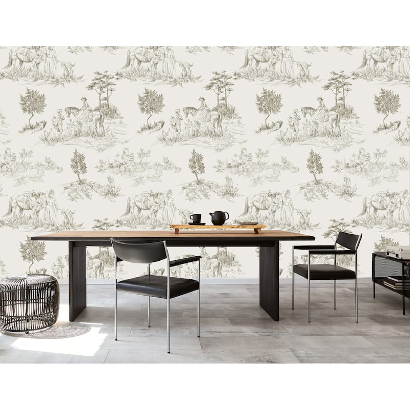 Toile De Jouy Stile Peel and Stick Wallpaper - 24'' W x 10' L