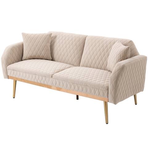 Velvet Sofa Accent Sofa-Loveseat Sofa with Rose Gold Metal Feet