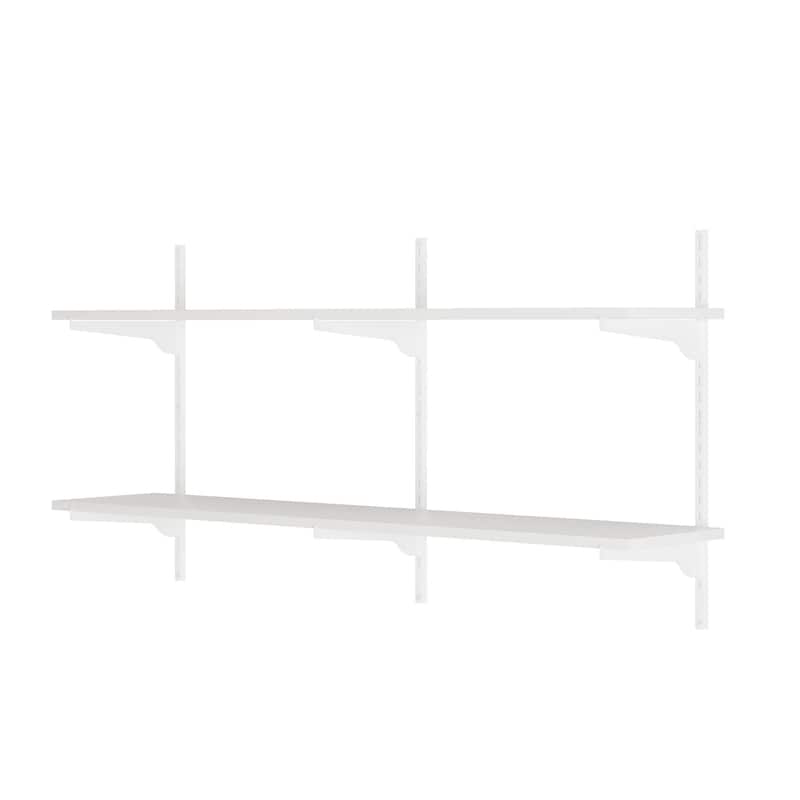 Wallniture Turin 48" Floating Bookshelves with Adjustable Brackets, Wall Shelf Unit for Living Room, Custom Tier Options, White