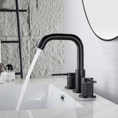 8.1"H Solid Brass Widespread 2-handle Bathroom Sink Faucet