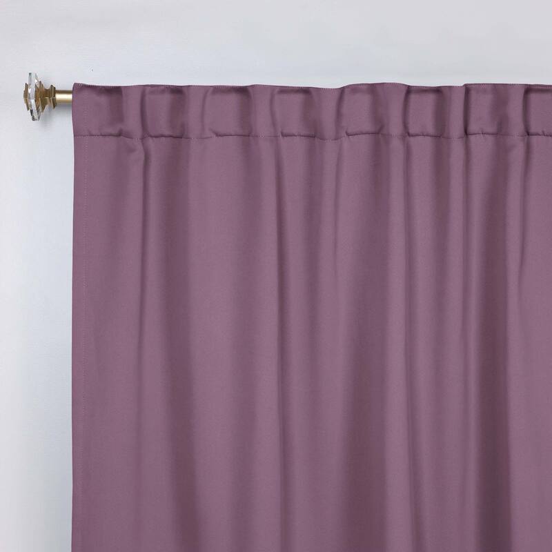 Superior Solid Machine Washable Room Darkening Curtains with Back Tabs, Set of 2