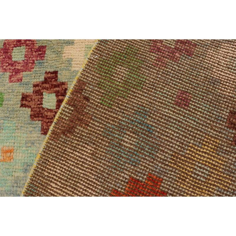 Contemporary Balochi Mcintyre Blue/Rust Hand Knotted Wool Rug - 5'1'' x 8'2''