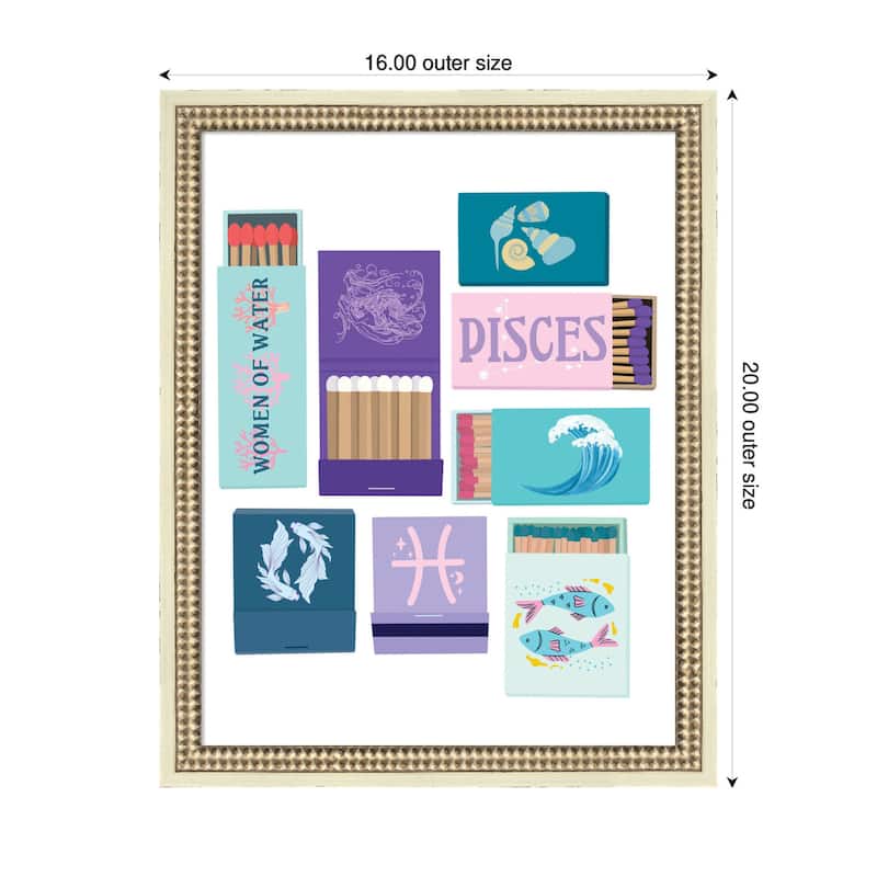 Kate and Laurel Pisces Matchbooks 14x18 FC by Megan Ryan Framed Wall Art Print