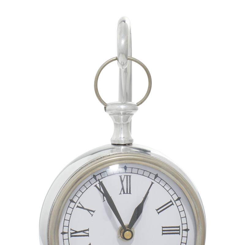 Aluminum Metal Pendulum Clock - Silver - Roche River Decor - 5"W x 5"L x 11"H