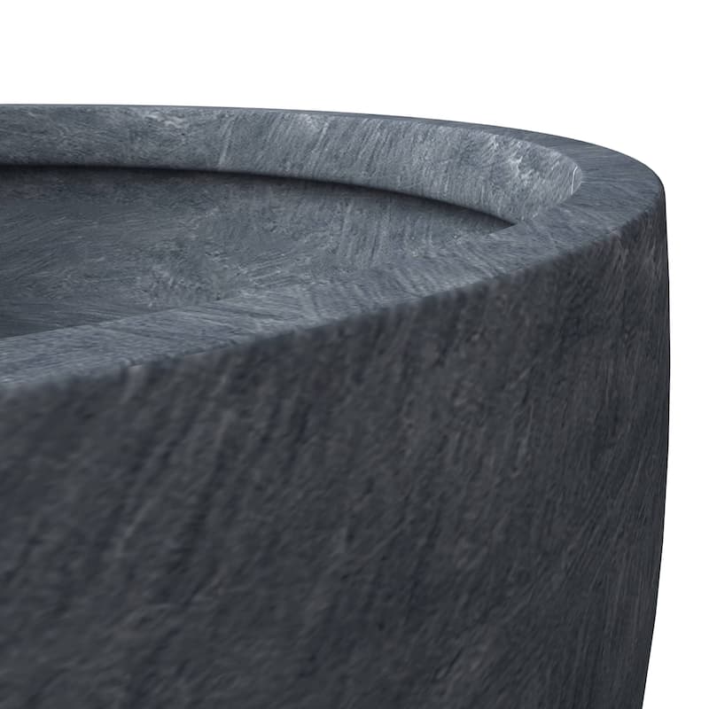 Grove Modern Round Fiberstone and MgO Clay Plant Pot with Drainage Holes for Indoor & Outdoor Home Office Yard Patio Decor