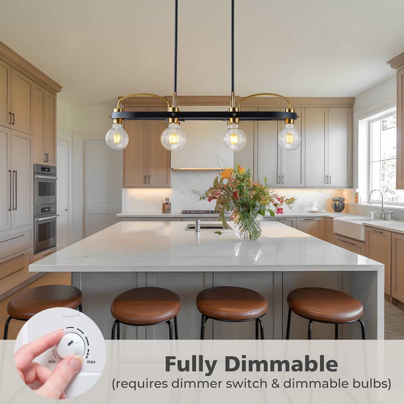 6 Lights Black and Gold Rectangle Chandelier