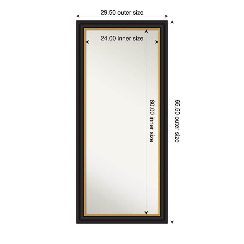 Sierra Non-Beveled Wood Framed Full-Length Floor Leaner Mirror - 30 x 66 in - Sierra Black Brown