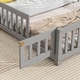 preview thumbnail 77 of 109, Twin/Full Montessori Toddler Floor Bed Frame, Modern House-Shaped Bed Frame with Fence and Full-Length Guardrails for Girls Boys